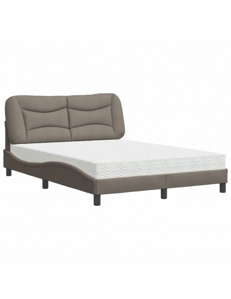 Letto con Materasso Tortora 140x190 cm in Tessuto