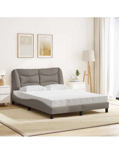 Letto con Materasso Tortora 140x190 cm in Tessuto