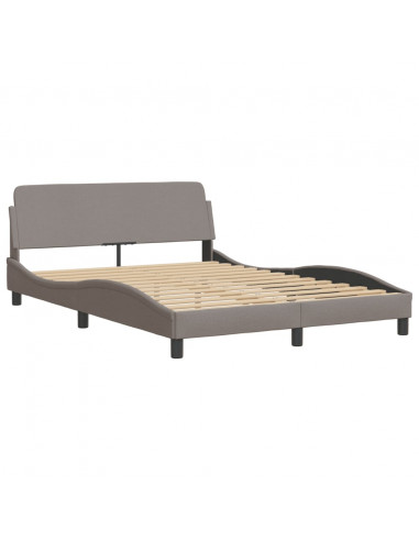 Letto con Materasso Tortora 140x190 cm in Tessuto