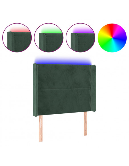 Testiera a LED Verde Scuro 93x16x118/128 cm in Velluto