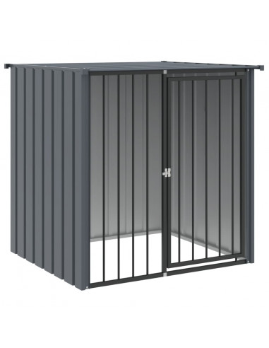 Casetta per Cani con Tetto Nero 110x103x109 cm Acciaio Zincato