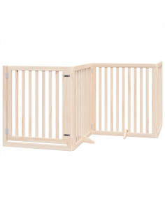 Cancello per Cani con Porta Pieghevole 4 Pannelli 320 cm Pioppo 2