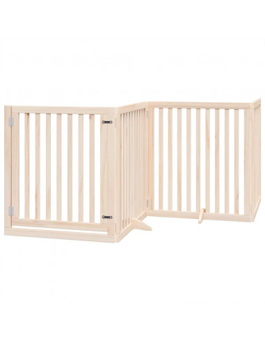 Cancello per Cani con Porta Pieghevole 4 Pannelli 320 cm Pioppo