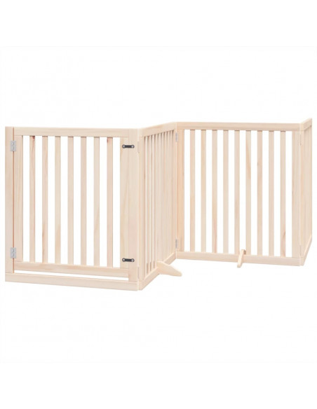 Cancello per Cani con Porta Pieghevole 4 Pannelli 320 cm Pioppo