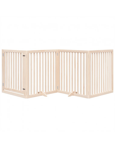 Cancello per Cani con Porta Pieghevole 4 Pannelli 320 cm Pioppo