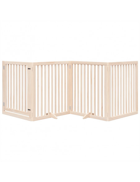 Cancello per Cani con Porta Pieghevole 4 Pannelli 320 cm Pioppo