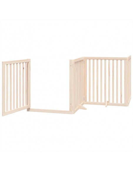 Cancello per Cani con Porta Pieghevole 4 Pannelli 320 cm Pioppo