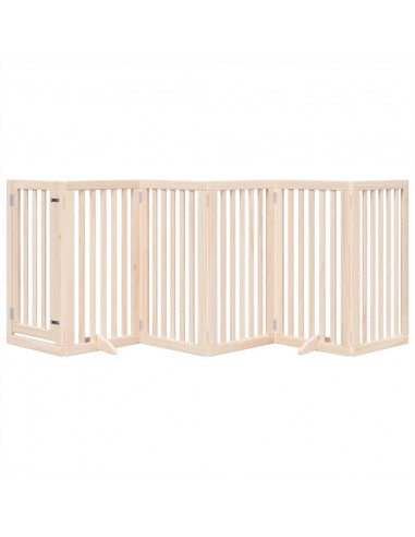 Cancello per Cani con Porta Pieghevole 6 Pannelli 300 cm Pioppo