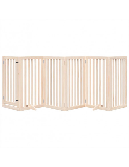 Cancello per Cani con Porta Pieghevole 6 Pannelli 300 cm Pioppo
