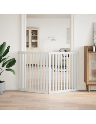 Cancello per Cani Pieghevole 2 Pannelli Bianco 160 cm Pioppo