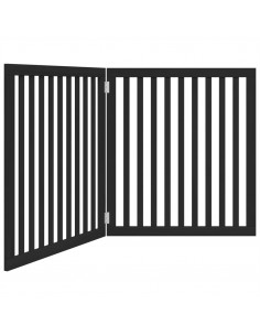 Cancello per Cani Pieghevole 2 Pannelli Nero 160cm Legno Pioppo 2