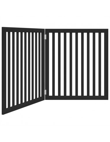 Cancello per Cani Pieghevole 2 Pannelli Nero 160cm Legno Pioppo