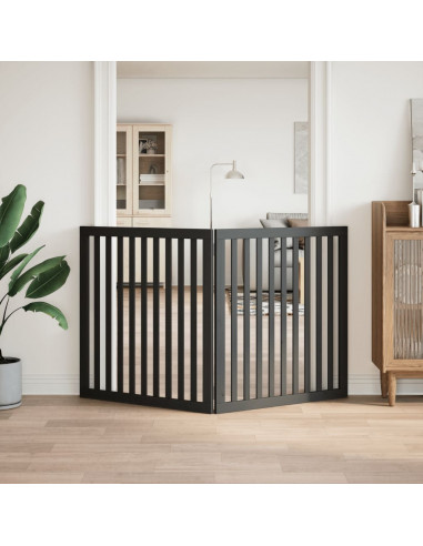 Cancello per Cani Pieghevole 2 Pannelli Nero 160cm Legno Pioppo
