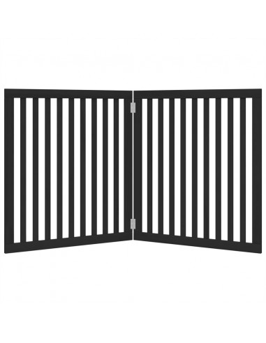 Cancello per Cani Pieghevole 2 Pannelli Nero 160cm Legno Pioppo