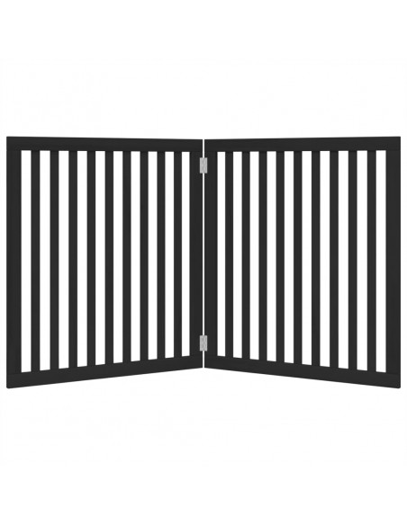 Cancello per Cani Pieghevole 2 Pannelli Nero 160cm Legno Pioppo