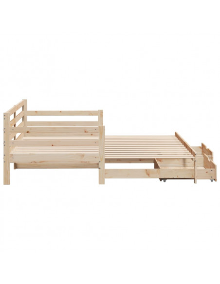 Dormeuse con Letto Estraibile e Cassetti 90x200cm Massello Pino