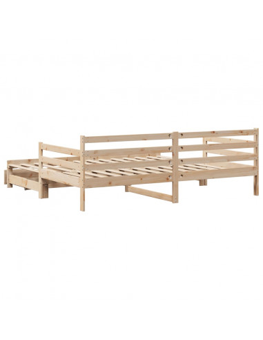 Dormeuse con Letto Estraibile e Cassetti 90x200cm Massello Pino