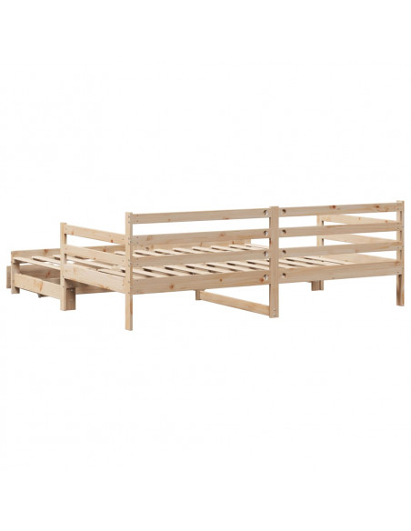 Dormeuse con Letto Estraibile e Cassetti 90x200cm Massello Pino