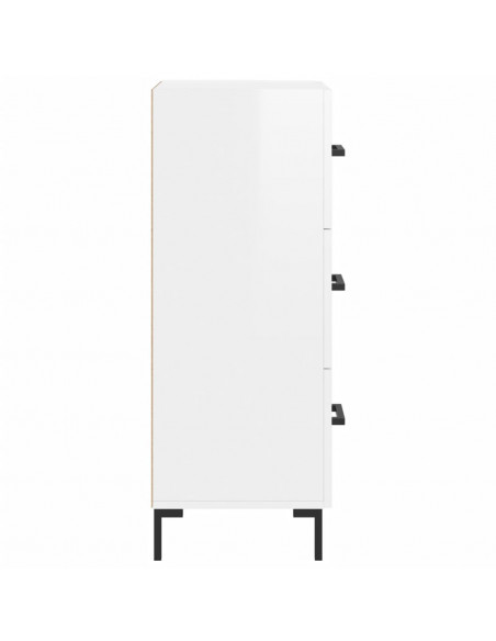 Credenza Bianco Lucido 34,5x34x90 cm in Legno Multistrato