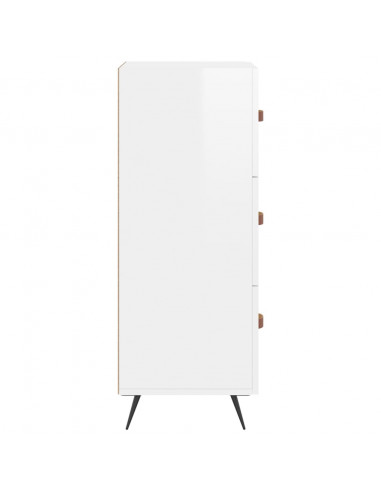 Credenza Bianco Lucido 34,5x34x90 cm in Legno Multistrato