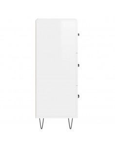 Credenza Bianco Lucido 34,5x34x90 cm in Legno Multistrato 2