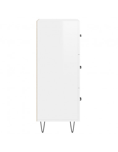 Credenza Bianco Lucido 34,5x34x90 cm in Legno Multistrato