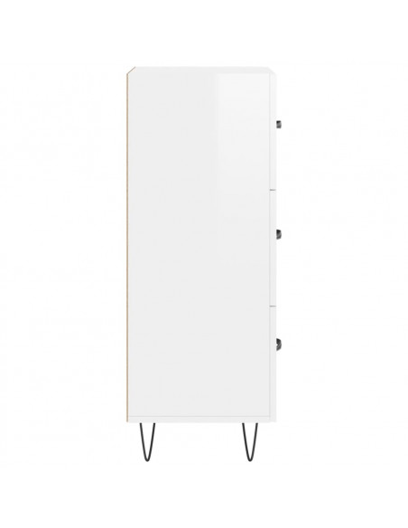 Credenza Bianco Lucido 34,5x34x90 cm in Legno Multistrato