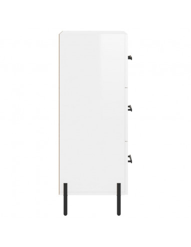 Credenza Bianco Lucido 34,5x34x90 cm in Legno Multistrato