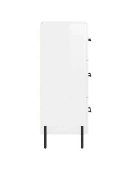 Credenza Bianco Lucido 34,5x34x90 cm in Legno Multistrato