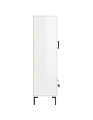 Credenza Bianco Lucido 69,5x31x115 cm in Legno Multistrato