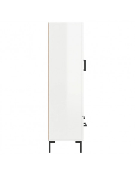 Credenza Bianco Lucido 69,5x31x115 cm in Legno Multistrato