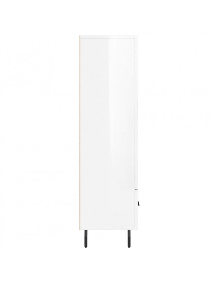 Credenza Bianco Lucido 69,5x31x115 cm in Legno Multistrato