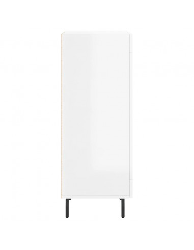 Credenza Bianco Lucido 34,5x34x90 cm in Legno Multistrato