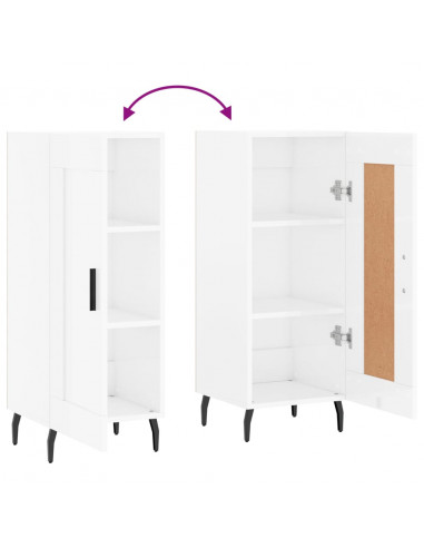 Credenza Bianco Lucido 34,5x34x90 cm in Legno Multistrato