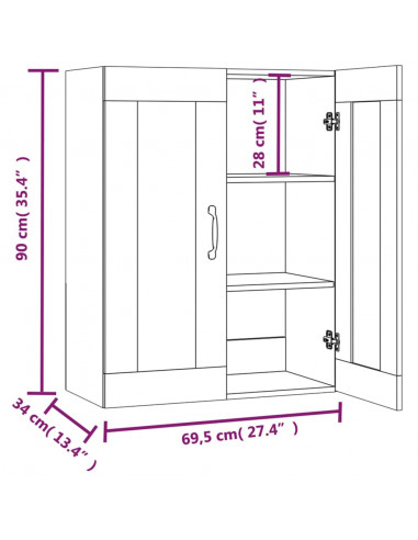 Armadietto Pensile a Parete Rovere Sonoma 69,5x34x90 cm