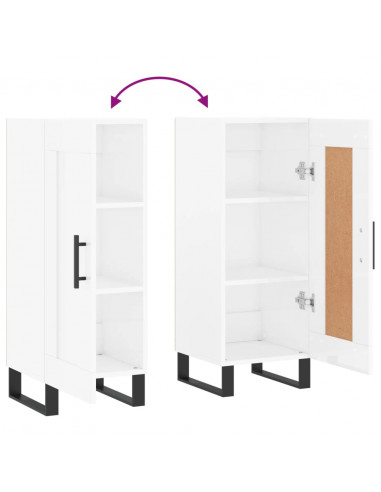 Credenza Bianco Lucido 34,5x34x90 cm in Legno Multistrato