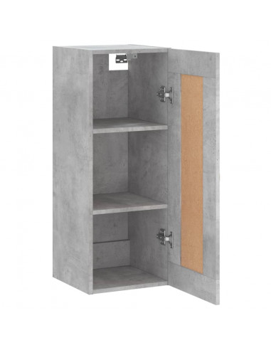 Mobile a Parete Grigio Cemento 34,5x34x90 cm Legno Multistrato