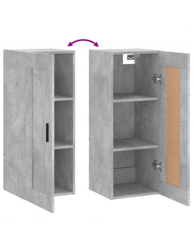 Mobile a Parete Grigio Cemento 34,5x34x90 cm Legno Multistrato