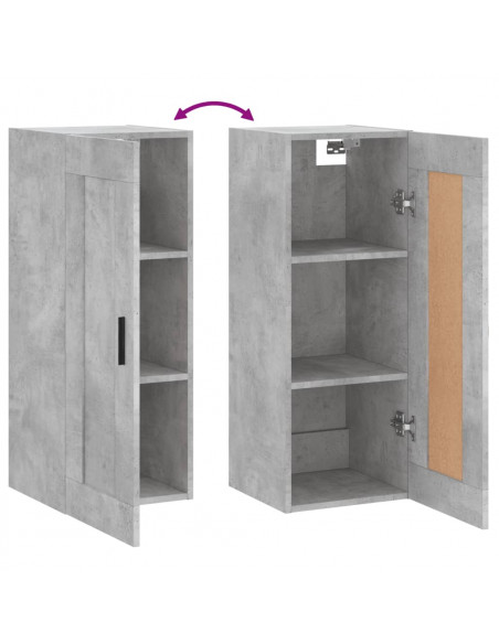 Mobile a Parete Grigio Cemento 34,5x34x90 cm Legno Multistrato
