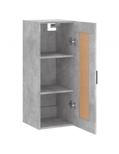 Mobile a Parete Grigio Cemento 34,5x34x90 cm Legno Multistrato