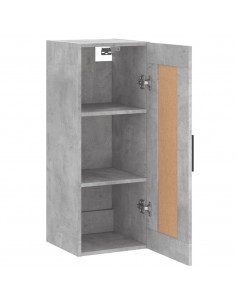 Mobile a Parete Grigio Cemento 34,5x34x90 cm Legno Multistrato 2