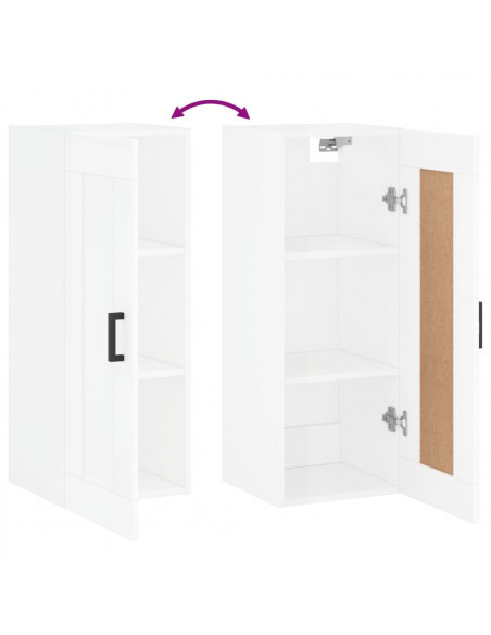 Mobile Parete Bianco Lucido 34,5x34x90 cm in Legno Multistrato