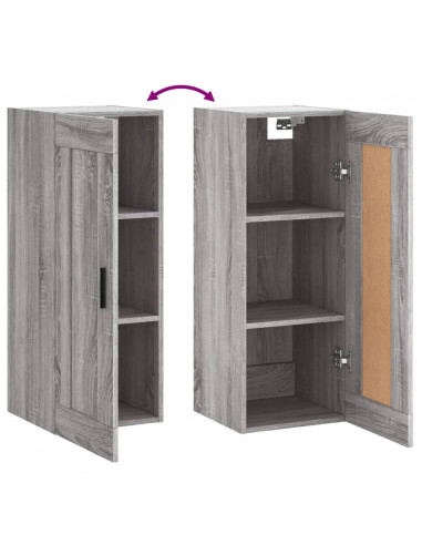 Mobile a Parete Grigio Sonoma 34,5x34x90 cm Legno Multistrato