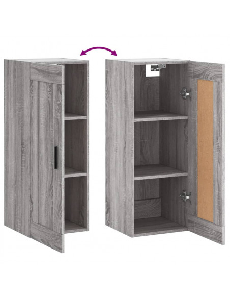 Mobile a Parete Grigio Sonoma 34,5x34x90 cm Legno Multistrato