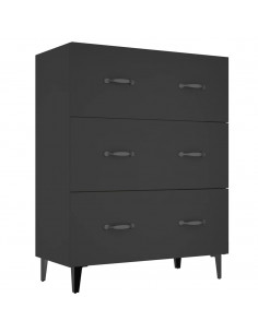 Credenza Nera 69,5x34x90 cm in Legno Multistrato 2