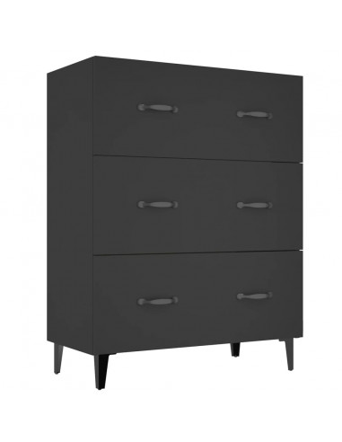 Credenza Nera 69,5x34x90 cm in Legno Multistrato