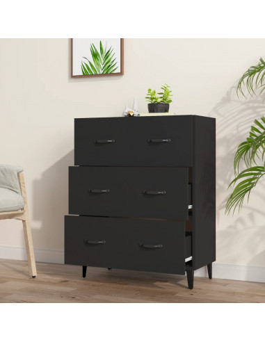 Credenza Nera 69,5x34x90 cm in Legno Multistrato