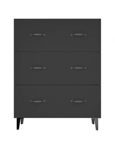 Credenza Nera 69,5x34x90 cm in Legno Multistrato