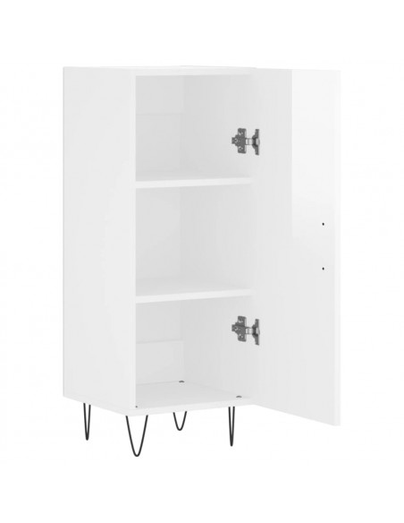 Credenza Bianco Lucido 34,5x34x90 cm in Legno Multistrato