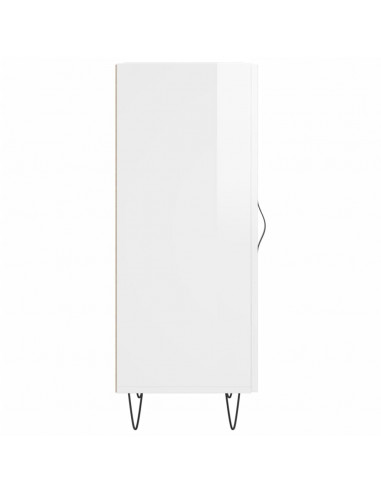 Credenza Bianco Lucido 34,5x34x90 cm in Legno Multistrato